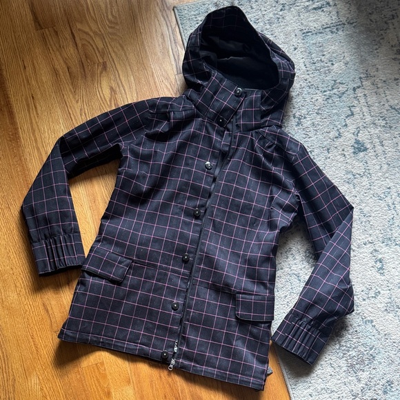 Roxy Black and Pink Checkered Hooded Jacket - early 2000’s, hardly worn. - Picture 1 of 6